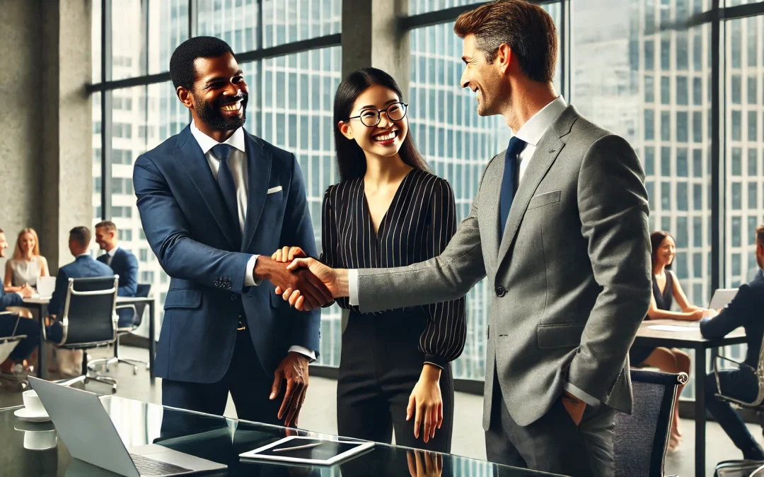 Business professionals shaking hands