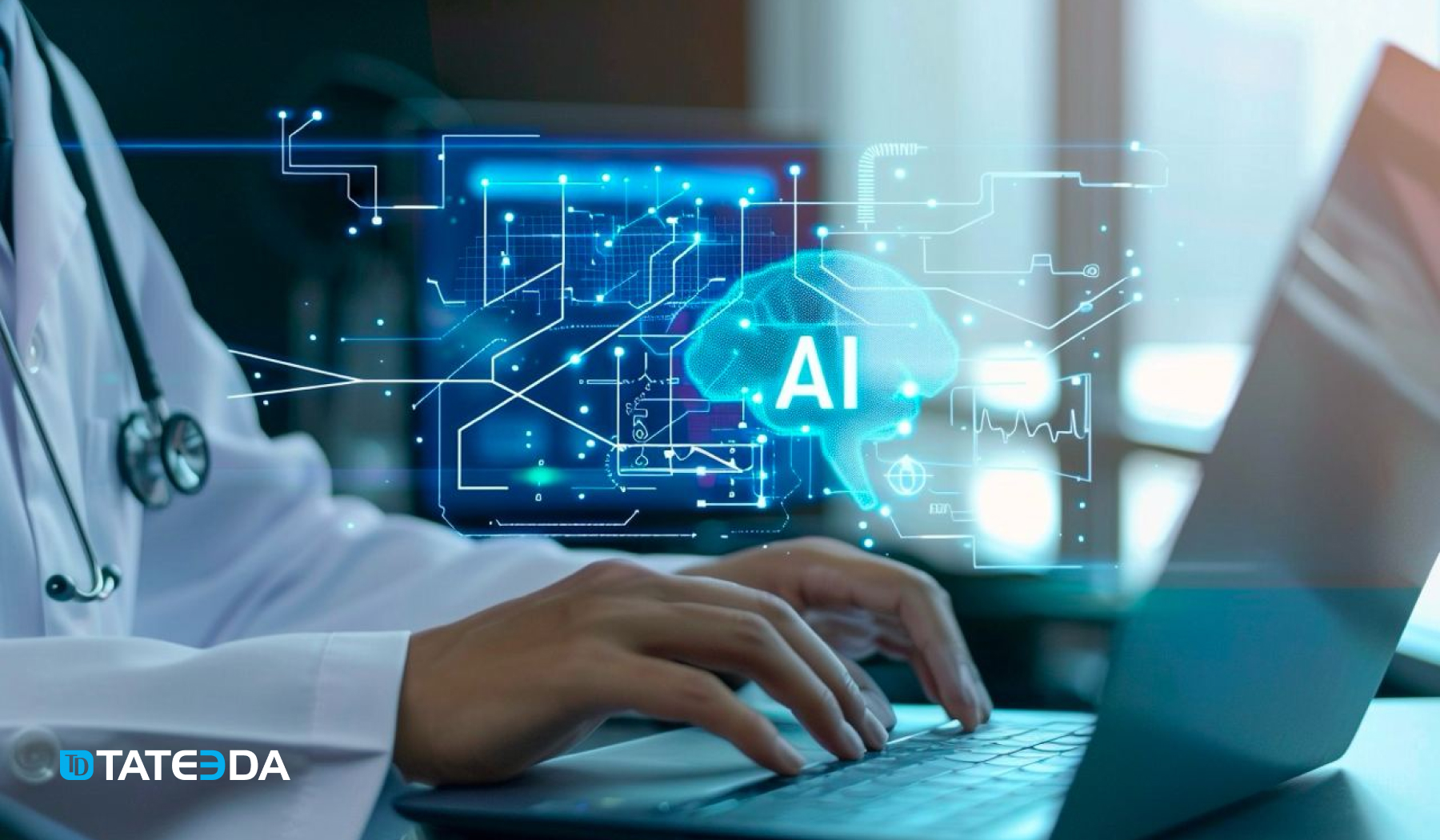 Realistic AI-generated image of certified home health aide providing caring personal assistance to elderly patient